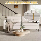 Canapé confortable GustoWave de 203 cm, canapé 3 places avec pieds en métal, canapé profond en tissu de lin, canapé moderne pour salon
