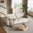 Canapé confortable GustoWave de 203 cm, canapé 3 places avec pieds en métal, canapé profond en tissu de lin, canapé moderne pour salon