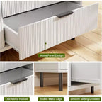 Commode à 5 tiroirs cannelée moderne pour chambre à coucher, grande commode avec poignées et pieds en métal, armoire de rangement pour vêtements pour salon