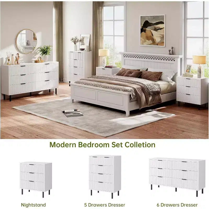 Commode à 5 tiroirs cannelée moderne pour chambre à coucher, grande commode avec poignées et pieds en métal, armoire de rangement pour vêtements pour salon