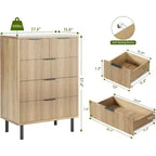 Commode à 5 tiroirs cannelée moderne pour chambre à coucher, grande commode avec poignées et pieds en métal, armoire de rangement pour vêtements pour salon