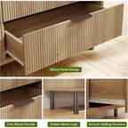 Commode à 5 tiroirs cannelée moderne pour chambre à coucher, grande commode avec poignées et pieds en métal, armoire de rangement pour vêtements pour salon