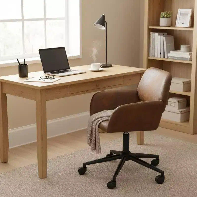 Chaise de bureau pivotante réglable Homy Casa avec accoudoirs rembourrés, siège tapissé pour petits espaces