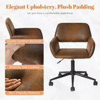 Chaise de bureau pivotante réglable Homy Casa avec accoudoirs rembourrés, siège tapissé pour petits espaces