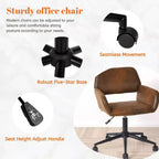 Chaise de bureau pivotante réglable Homy Casa avec accoudoirs rembourrés, siège tapissé pour petits espaces