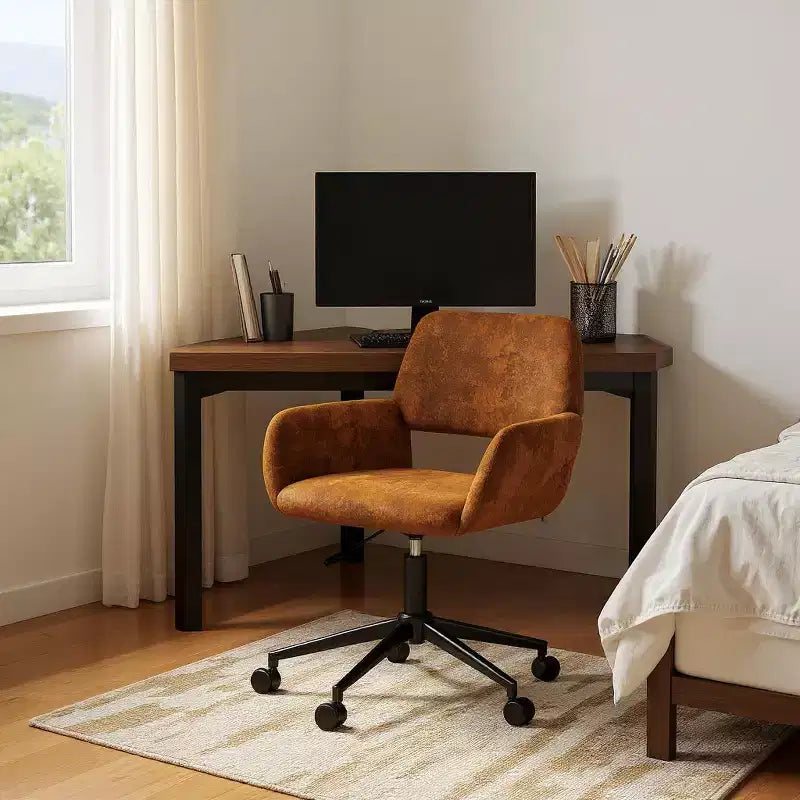 Chaise de bureau pivotante réglable Homy Casa avec accoudoirs rembourrés, siège tapissé pour petits espaces