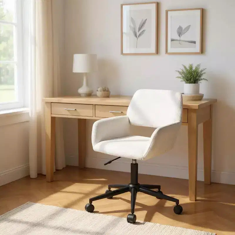 Chaise de bureau pivotante réglable Homy Casa avec accoudoirs rembourrés, siège tapissé pour petits espaces