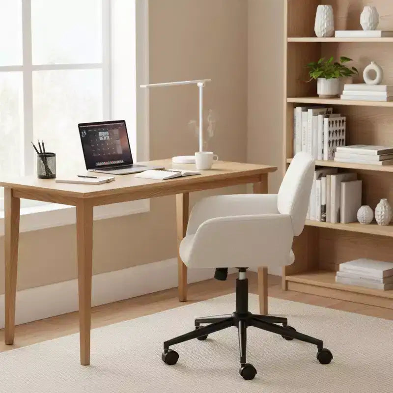 Chaise de bureau pivotante réglable Homy Casa avec accoudoirs rembourrés, siège tapissé pour petits espaces