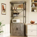 Tall Bookshelf with Doors 73.62in Industrial Storage Open Rack Shelf with Cabinet Wood and Metal Bookcase Bookshelves Large Vintage Display Rack