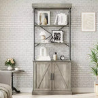 Grande étagère avec portes de 187 cm, étagère de rangement industrielle ouverte avec armoire en bois et métal, bibliothèque, grande étagère de présentation vintage