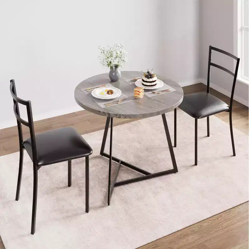 Ensemble table et chaises de salle à manger pour 2, table de cuisine et 2 chaises avec chaises rembourrées, ensemble de salle à manger 3 pièces, ensemble table de cuisine ronde