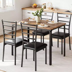 Dining Table Set for 4, Kitchen Table and Chairs for 4, 5 Piece Kitchen Dining Room Table Set,Wood Modern Rectangle Dinner Table With Upholstered Seat