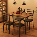 Ensemble de salle à manger pour 4 personnes, table et chaises de cuisine pour 4 personnes, ensemble de 5 pièces de salle à manger, table à dîner rectangulaire moderne en bois avec sièges rembourrés