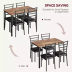 Ensemble de salle à manger pour 4 personnes, table et chaises de cuisine pour 4 personnes, ensemble de 5 pièces de salle à manger, table à dîner rectangulaire moderne en bois avec sièges rembourrés
