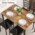 Ensemble de salle à manger pour 4 personnes, table et chaises de cuisine pour 4 personnes, ensemble de 5 pièces de salle à manger, table à dîner rectangulaire moderne en bois avec sièges rembourrés