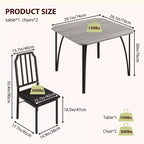 Ensemble table à manger et 2 chaises, table et chaises de cuisine pour 2 avec design chanfreiné, ensemble table de salle à manger 3 pièces avec sièges rembourrés - Gris
