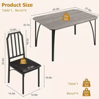 Ensemble table à manger et 2 chaises, table et chaises de cuisine pour 2 avec design chanfreiné, ensemble table de salle à manger 3 pièces avec sièges rembourrés - Gris