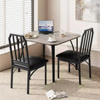 Ensemble table à manger et 2 chaises, table et chaises de cuisine pour 2 avec design chanfreiné, ensemble table de salle à manger 3 pièces avec sièges rembourrés - Gris
