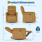 Grand fauteuil inclinable électrique avec fonction massage et chauffage pour personnes âgées, 3 positions, 2 poches latérales et porte-gobelets, et ports USB