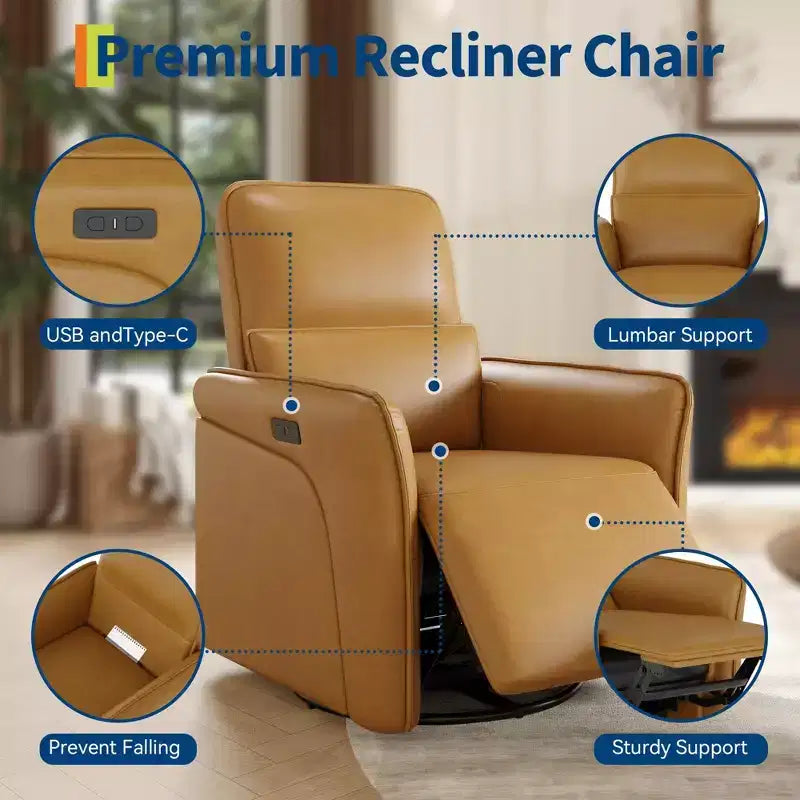 Grand fauteuil inclinable électrique avec fonction massage et chauffage pour personnes âgées, 3 positions, 2 poches latérales et porte-gobelets, et ports USB
