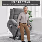 Grand fauteuil inclinable électrique avec fonction massage et chauffage pour personnes âgées, 3 positions, 2 poches latérales et porte-gobelets, et ports USB