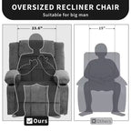 Grand fauteuil inclinable électrique avec fonction massage et chauffage pour personnes âgées, 3 positions, 2 poches latérales et porte-gobelets, et ports USB
