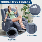 Grand fauteuil inclinable électrique avec fonction massage et chauffage pour personnes âgées, 3 positions, 2 poches latérales et porte-gobelets, et ports USB