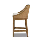 Tabouret de comptoir en chêne rembourré en tissu performant 27 Cane Jennifer Taylor Home Charleston, Tissage texturé taupe beige