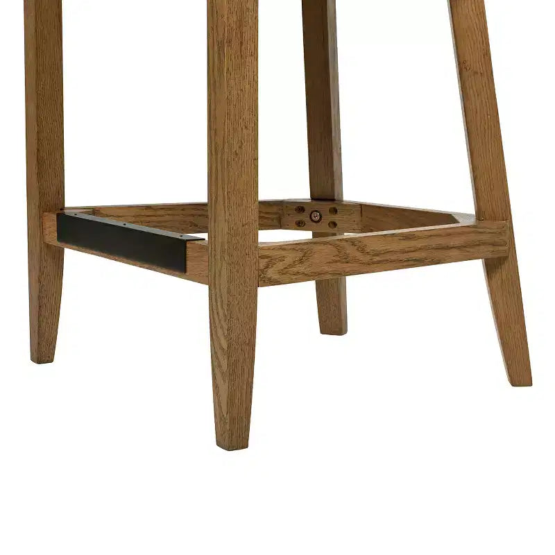 Tabouret de comptoir en chêne rembourré en tissu performant 27 Cane Jennifer Taylor Home Charleston, Tissage texturé taupe beige