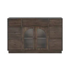 Christopher Knight Home Mirae Armoire de Rangement Vintage 140 cm avec 7 Tiroirs, 2 Portes Vitrées et Étagères Réglables