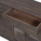 Christopher Knight Home Mirae Armoire de Rangement Vintage 140 cm avec 7 Tiroirs, 2 Portes Vitrées et Étagères Réglables