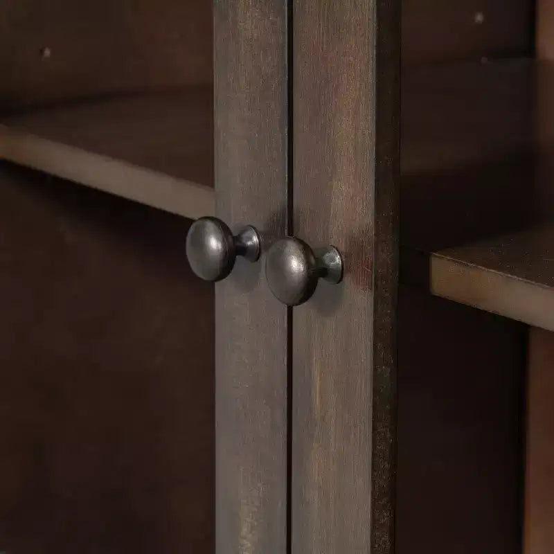 Christopher Knight Home Mirae Armoire de Rangement Vintage 140 cm avec 7 Tiroirs, 2 Portes Vitrées et Étagères Réglables