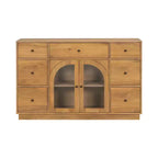 Christopher Knight Home Mirae Armoire de Rangement Vintage 140 cm avec 7 Tiroirs, 2 Portes Vitrées et Étagères Réglables