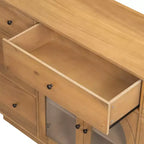 Christopher Knight Home Mirae Armoire de Rangement Vintage 140 cm avec 7 Tiroirs, 2 Portes Vitrées et Étagères Réglables