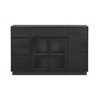 Christopher Knight Home Mirae Armoire de Rangement Vintage 140 cm avec 7 Tiroirs, 2 Portes Vitrées et Étagères Réglables