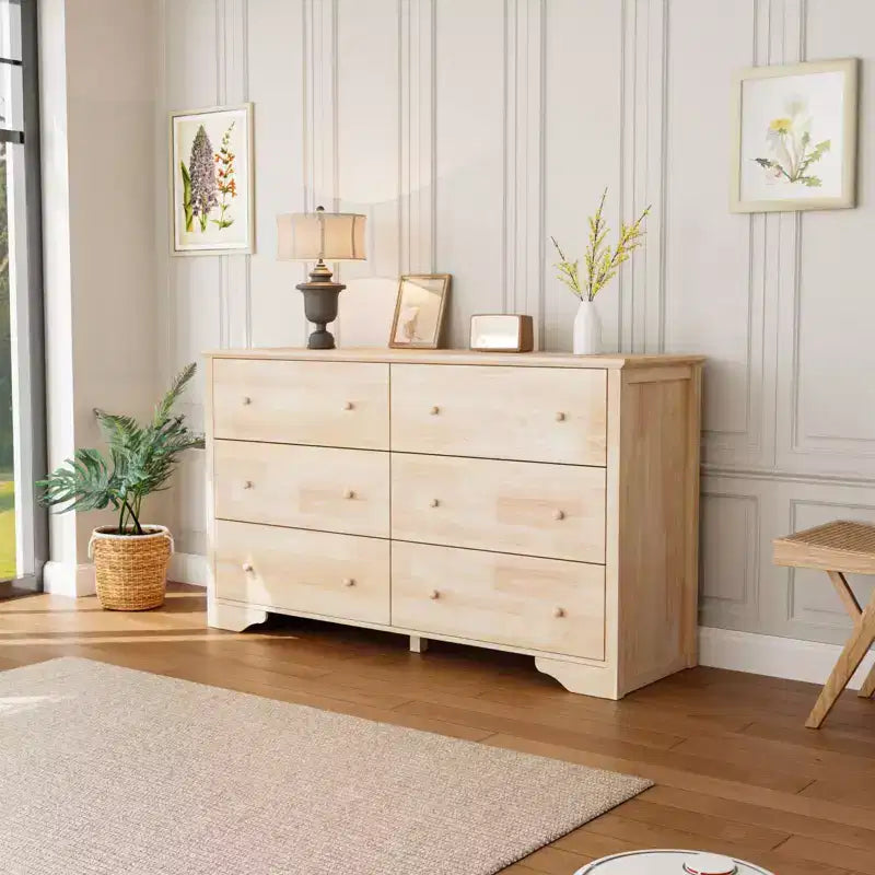 Commode Karl Home à 6 tiroirs en MDF naturel de 57,09 po L