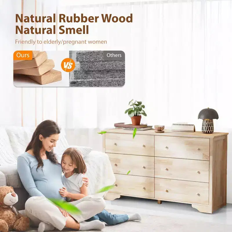 Commode Karl Home à 6 tiroirs en MDF naturel de 57,09 po L