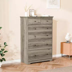 Commode Karl Home à 6 tiroirs en panneaux de particules gris de 80 cm de large