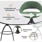 Lot de 2 tabourets de bar pivotants verts Karl Home avec dossier ajouré, revêtement en PU et finition poudrée