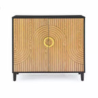 Meuble de Rangement TROPOW avec Portes Doubles, Armoire de Rangement Autonome, Buffet d'Appoint avec Pieds en Bois Massif, Noir