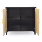 Meuble de Rangement TROPOW avec Portes Doubles, Armoire de Rangement Autonome, Buffet d'Appoint avec Pieds en Bois Massif, Noir