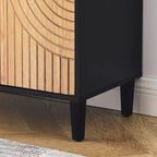 Meuble de Rangement TROPOW avec Portes Doubles, Armoire de Rangement Autonome, Buffet d'Appoint avec Pieds en Bois Massif, Noir