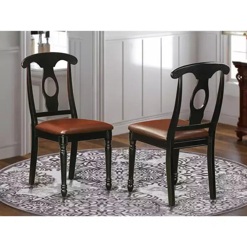 HomeStock Chaise noire de style antique, lot de 2 chaises de salle à manger