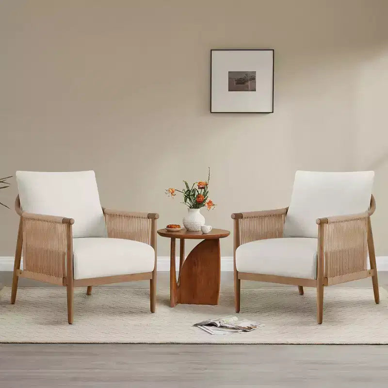 Fauteuil d'appoint de ferme moderne Spruce&Spring avec accoudoirs en bois tressé