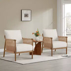 Fauteuil d'appoint de ferme moderne Spruce&Spring avec accoudoirs en bois tressé
