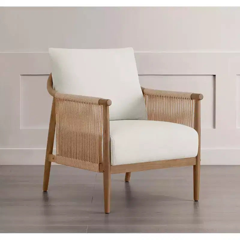 Fauteuil d'appoint de ferme moderne Spruce&Spring avec accoudoirs en bois tressé