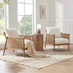 Fauteuil d'appoint de ferme moderne Spruce&Spring avec accoudoirs en bois tressé