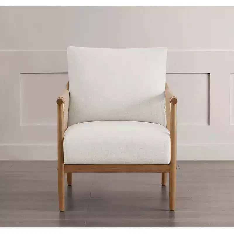 Fauteuil d'appoint de ferme moderne Spruce&Spring avec accoudoirs en bois tressé
