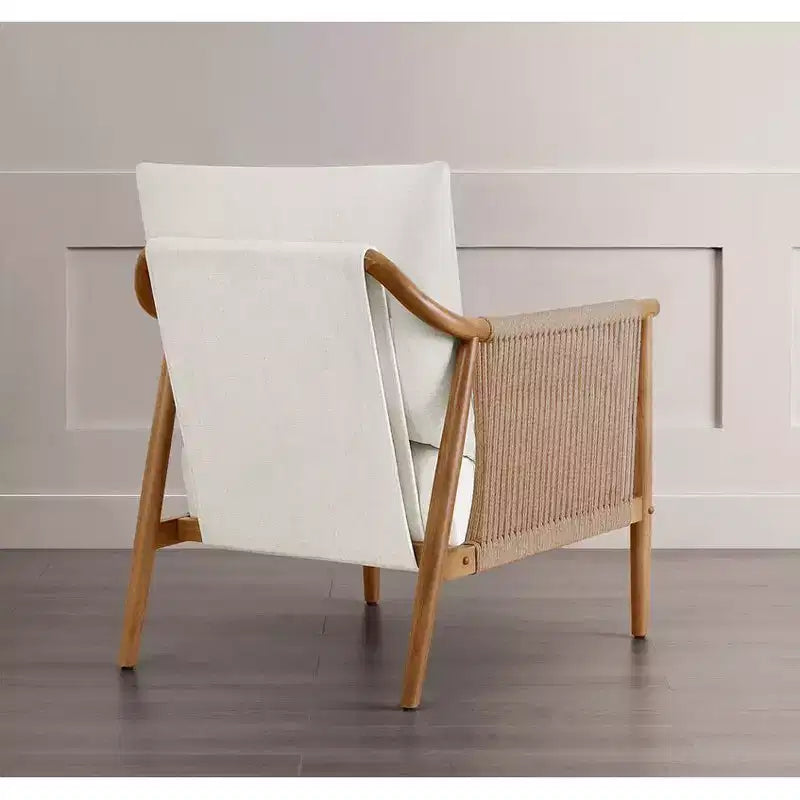 Fauteuil d'appoint de ferme moderne Spruce&Spring avec accoudoirs en bois tressé