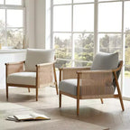 Fauteuil d'appoint de ferme moderne Spruce&Spring avec accoudoirs en bois tressé